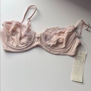 Only Hearts Organic Cotton Bra - Bone - with Lace - NWT - XS